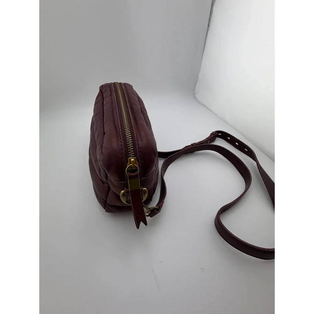 Madewell The Puffy Camera Bag Cabernet Burgundy Quilted Leather Crossbody Purse